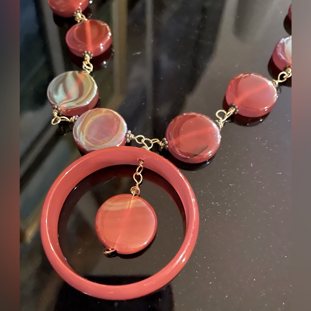 3 for $30 Vintage Gold Tone Linked Iridescent Glass Bead Necklace - Picture 5 of 10